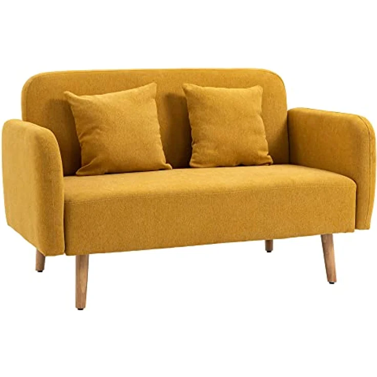 HOMCOM 2-Sitzer Doppelsofa mit Kissen und Anti-Rutsch Beinen – Bild 2