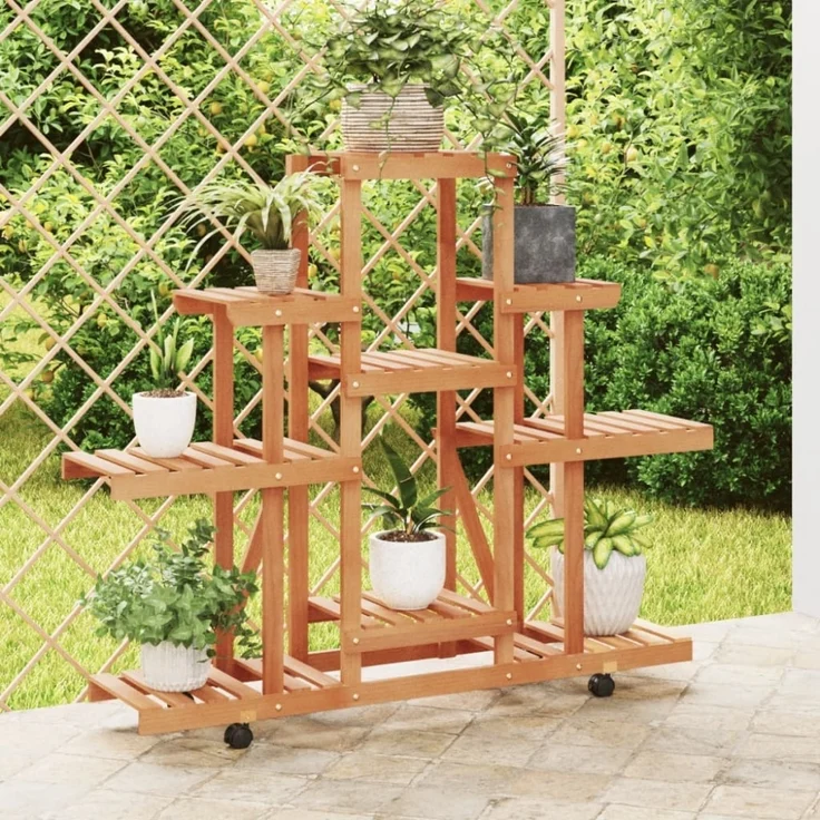 vidaXL Blumenständer mit Rollen 110x25x101 cm Massivholz Tanne 362852 – Bild 1