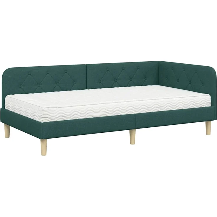 vidaXL Eckbettgestell Dunkelgrün 90 x 190 cm Stoff 3394113 – Bild 1