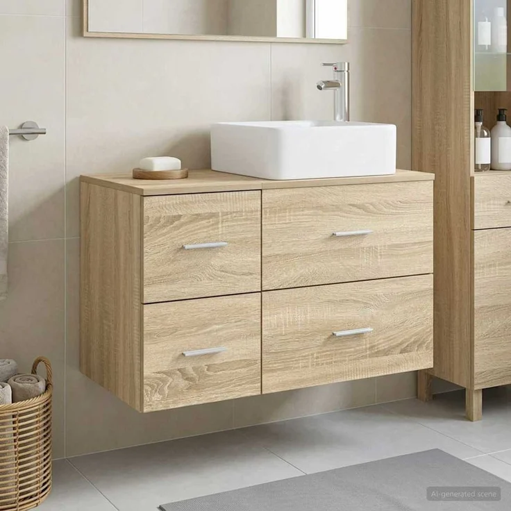 vidaXL Badezimmerschrank-Set 2 stk. Sonoma-Eiche 79,5 x 41 x 80 cm 3403962 – Bild 1