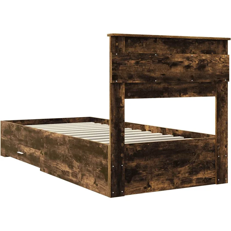vidaXL Bettrahmen Geräucherte Eiche 90 x 190 cm Holzwerkstoff 3410031 – Bild 8