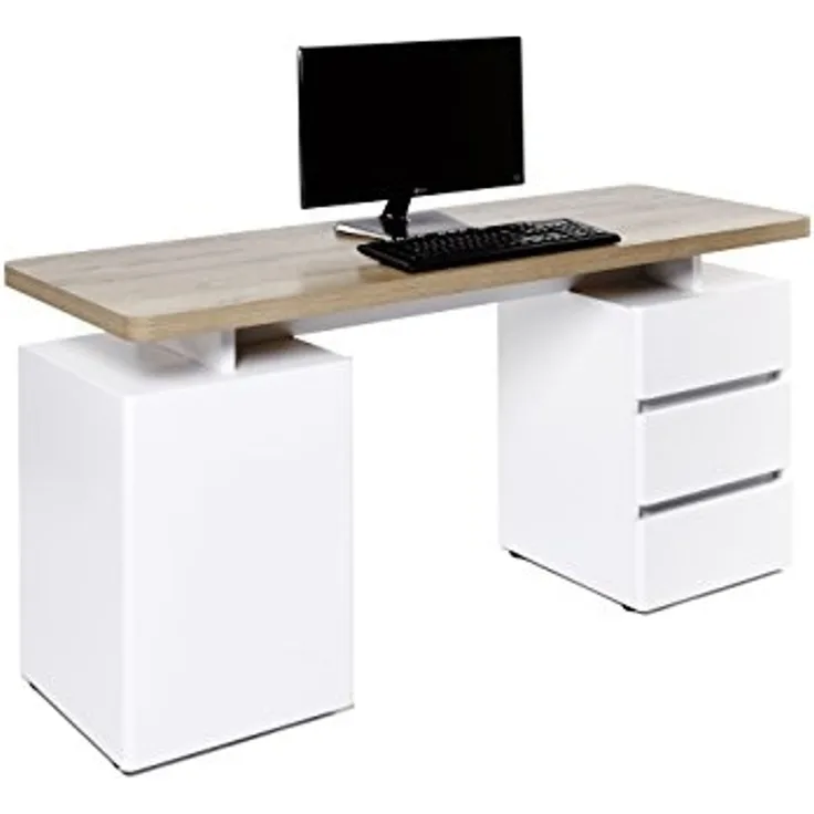 Jahnke Schreibtisch, Holzdekor, braun, 150 x 55 x 75. 5 cm