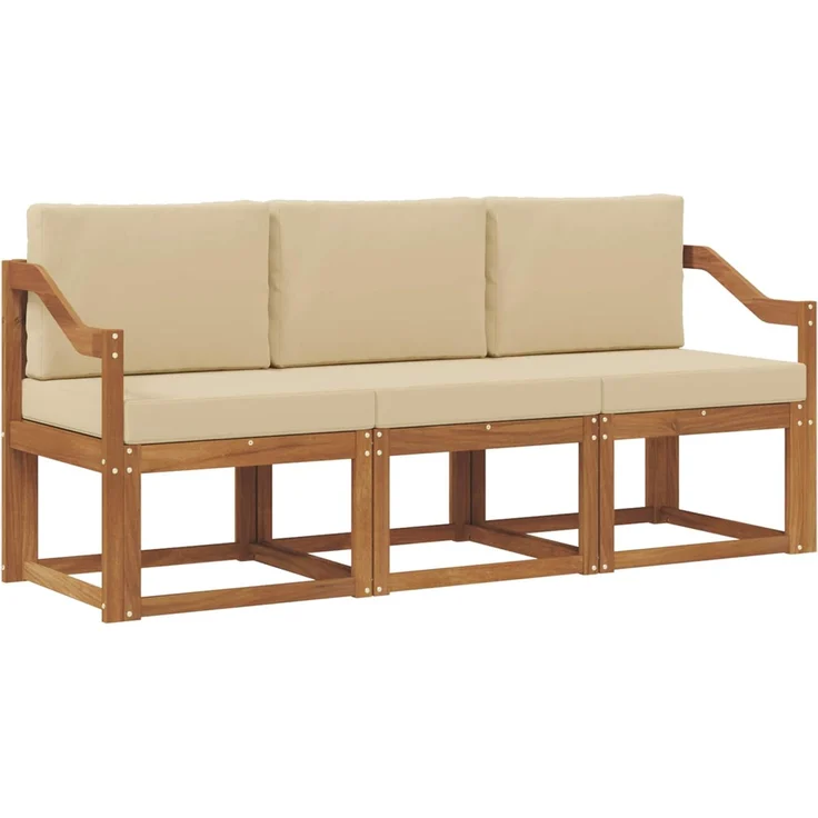 vidaXL Outdoor-Sofagarnitur 3 stk. 3-Sitzer Natur und Beige 3365956 – Bild 2