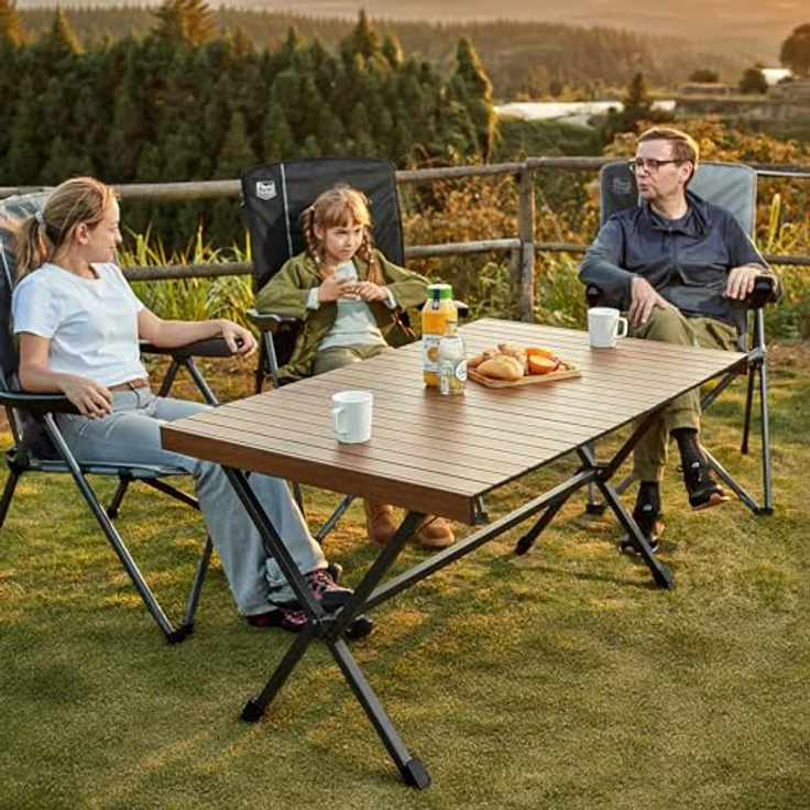 TIMBER RIDGE Campingtisch Klappbar 125x80cm Höhenverstellbar XXL Klapptisch Camping Multifunktional Gartentisch tragbarer Falttisch groß 6 Personen für Outdoor Picknick Kochen Garten Wandern Reisen – Bild 2