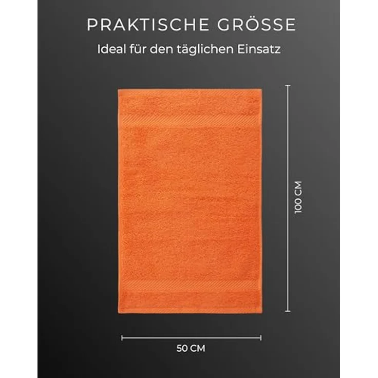 Luckytowel Handtücher Set 50x100 cm, Oeko-TEX Frottee Handtuch-Set, 100% Baumwolle, 600 g/m², flauschig & saugstark, 2er Pack Orange – Bild 4
