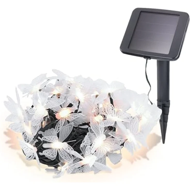 esotec LED Gartenleuchte Solarkette 30 Schmetterlinge 9m +2m Zuleitung 3000K winterfest 102183, LED fest integriert – Bild 1