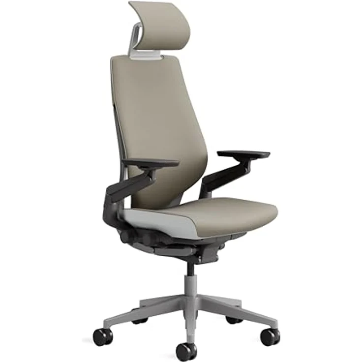 Steelcase Gesture Ergonomischer, höhenverstellbarer Bürodrehstuhl, verstellbare Lordosenstütze, verstellbare Armlehnen, komfortable Polsterung, Stoffbezug (Farbe Trüffel), Kopfstütze – Bild 2