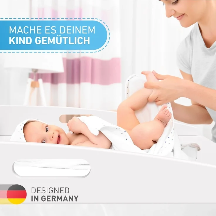 FLIPLINE Wickelaufsatz Hemnes HappyBaby weiß [85 x 75 x 13 cm] für IKEA Hemnes Kommode - INKL. 2-Stufen-Sicherheit an Wand und Kommode - Wickeltischaufsatz 100% sicher – Bild 6