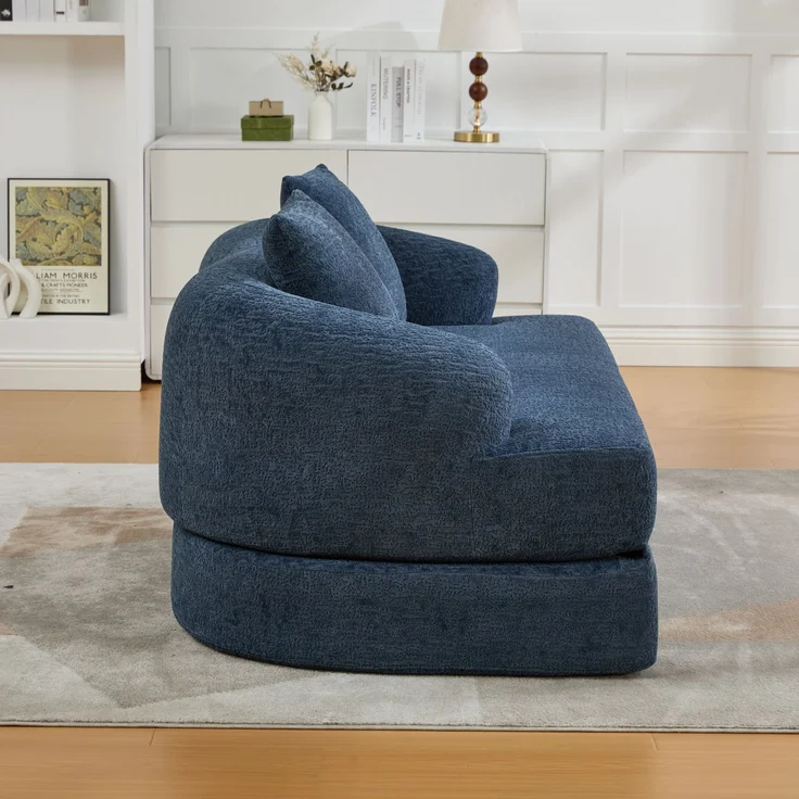 ZUBALIYA Schlafsofa 84x65 cm, mit LED - Beleuchtung, mit Chenille - Bezug, modular aufgebaut, mit Schaumstoffpolsterung, Blau – Bild 10