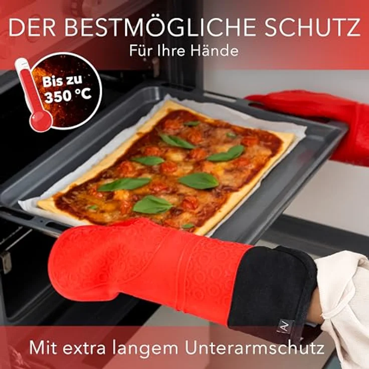 AVANA Topfhandschuhe Silikon Ofenhandschuhe Backhandschuhe Kochhandschuhe, (1 Paar Ofenhandschuhe aus Silikon), weiches Baumwoll-Innenfutter, Anti-Rutsch, Hitzebeständig bis 350°C – Bild 4