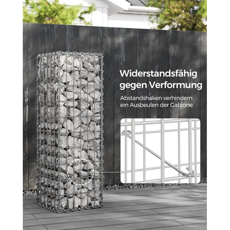 SONGMICS Gabionenkorb, verzinkt, Metall silber, 100 x 30 x 30 cm – Bild 4