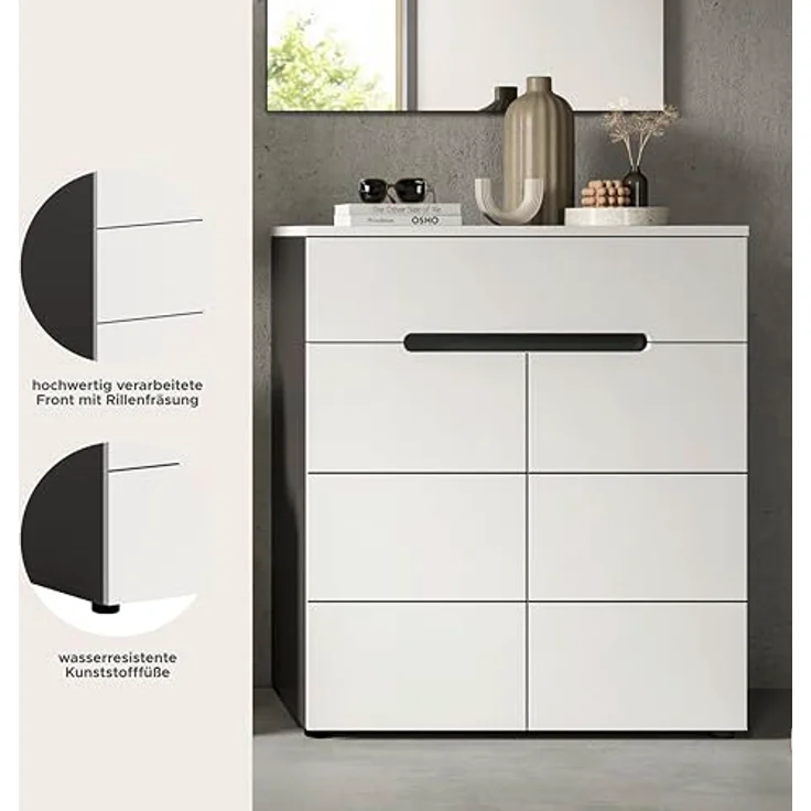 Schuhkommode (B/H/T: 80x94x37 cm) in weiß Nachbildung – Bild 8