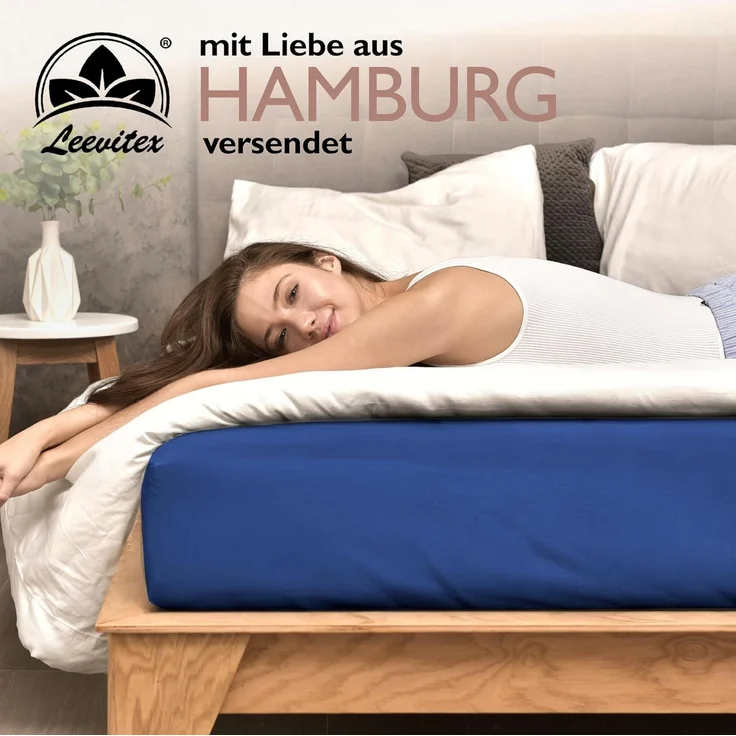 leevitex® Spannbettlaken für kalte Nächte – angenehm weich, passgenau, farbstark & pflegeleicht, Gummizug: Rundum, (1 Stück), OEKO-TEX zertifiziert, hautfreundlich, 40 cm Steghöhe, elastisch – Bild 7