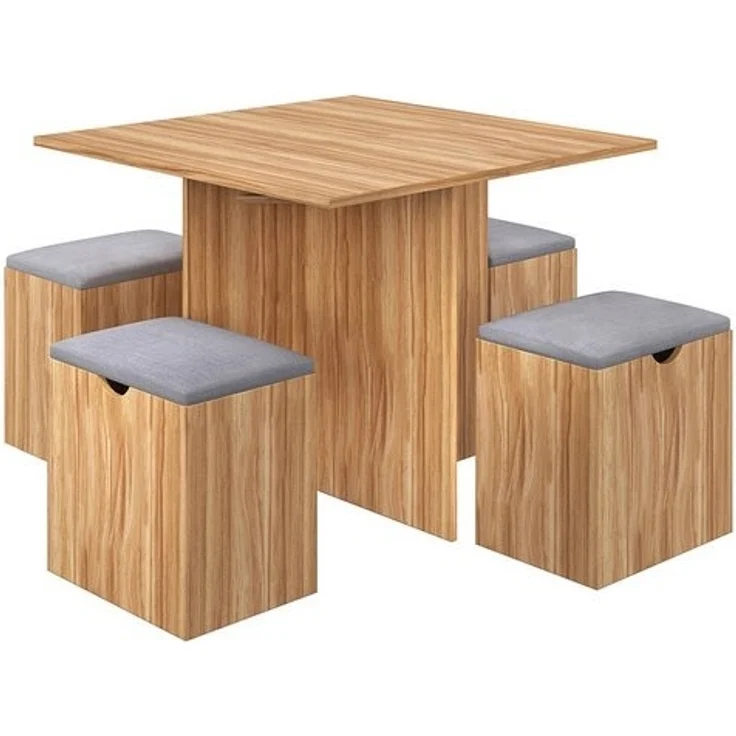 Mondeer Essgruppe (Set, 5-tlg), (5-tlg), 4 Stühle und 1 Tisch,Roteiche – Bild 4