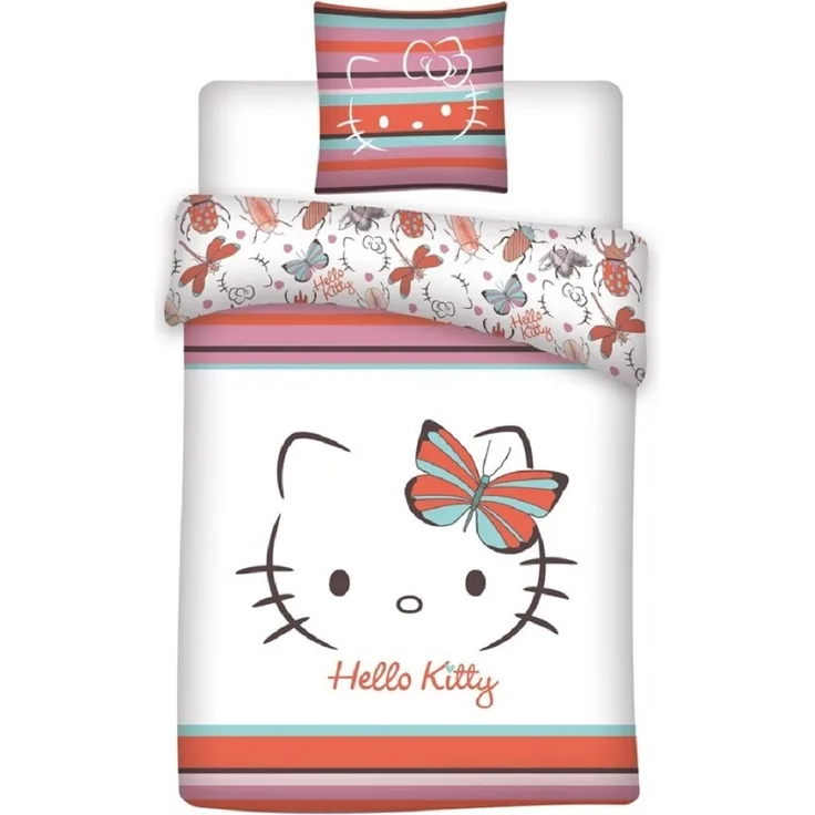 Hello Kitty Bettwäsche Set 140 × 200 cm mit Kissenbezug 65x65 cm