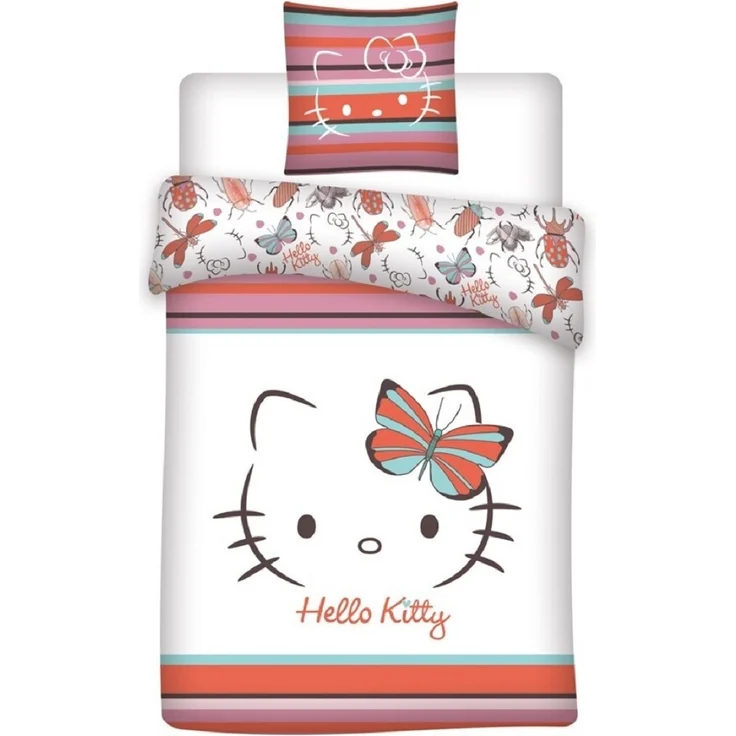Hello Kitty Bettwäsche Set 140 × 200 cm mit Kissenbezug 65x65 cm