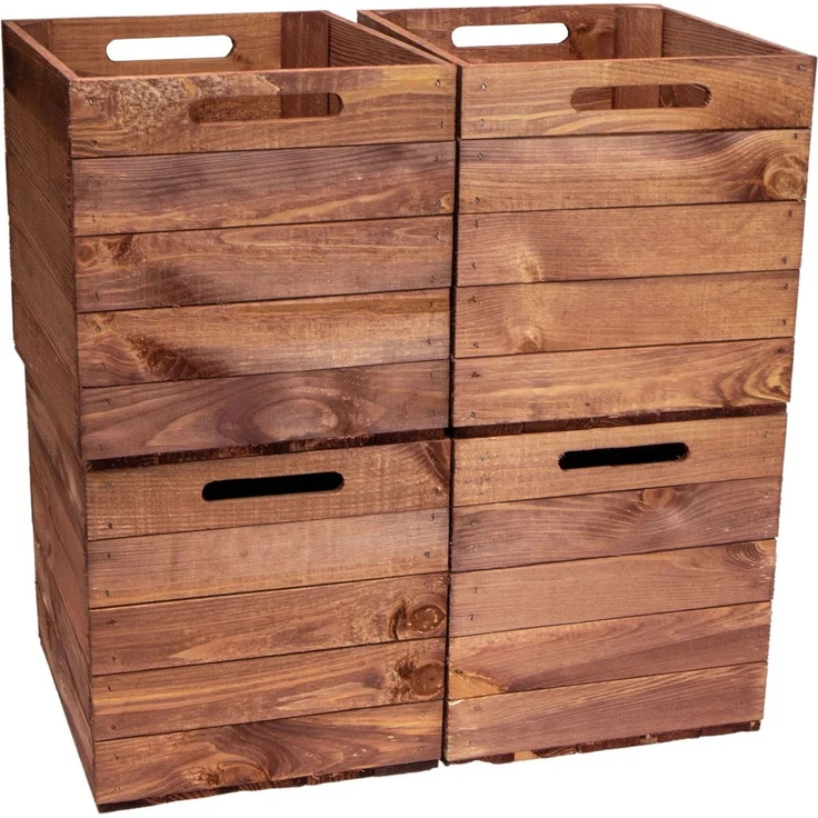 Kistenkolli Altes Land Allzweckkiste 3er set Holzkiste Vintage Ocker passend für Kallax und Expeditregale (Spar-Set, 3er Set) – Bild 3