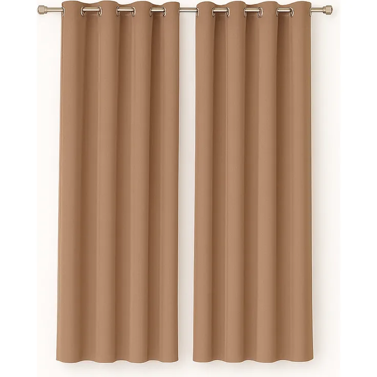 Gardine mit Ösen *** x *** cm ( Breite x Länge ) in ***, blickdichter Vorhang, Ösenvorhang in vielen Variationen 140x175 cm Hellbraun