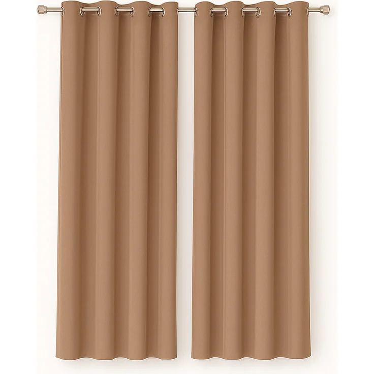 Gardine mit Ösen *** x *** cm ( Breite x Länge ) in ***, blickdichter Vorhang, Ösenvorhang in vielen Variationen 140x175 cm Hellbraun – Bild 1