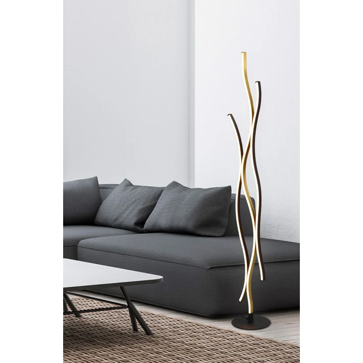LED Stehleuchte BLAZE dimmbar Lichtfarbe einstellbar Schwarz Gold, Höhe 138cm – Bild 6