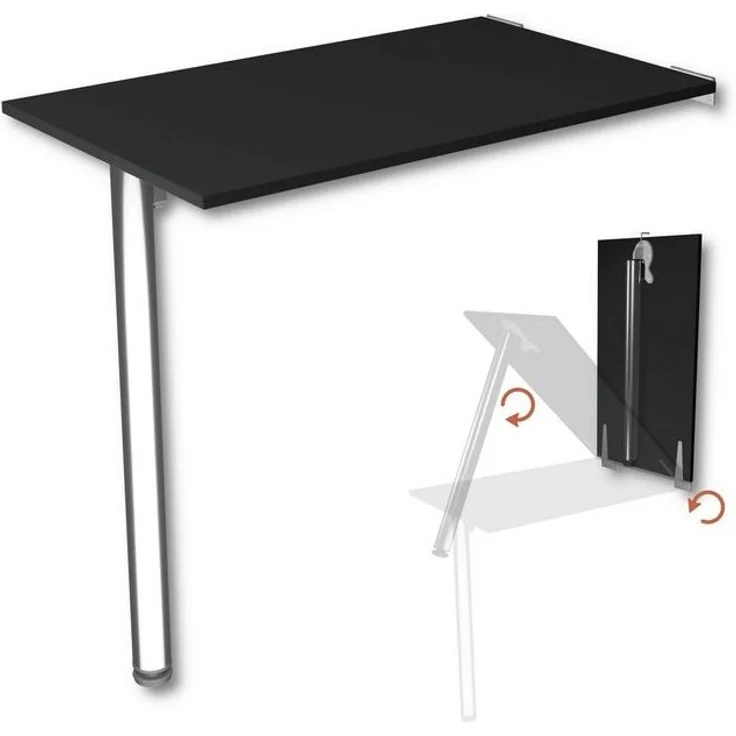 KDR Produktgestaltung Klapptisch 80x50 Wandklapptisch Esstisch Küchentisch Schreibtisch Wand Tisch, Schwarz – Bild 4
