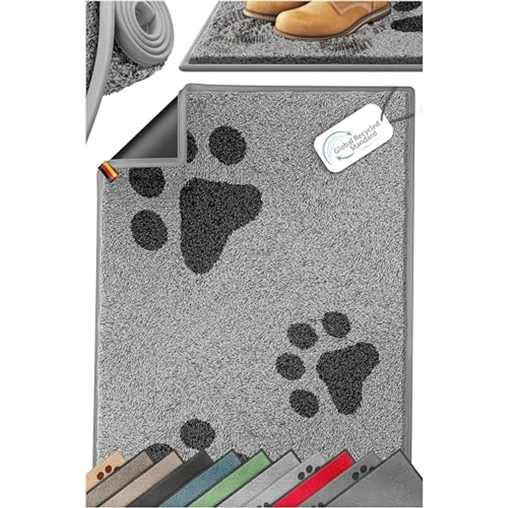 KESSER® Schmutzfangmatte rutschfeste Fußmatte für Innen- & Außenbereich waschbar & wetterfest | Türmatte Wohnungseingang | Teppich für Büro & Vorzimmer | Fußabtreter Fußabstreifer Motiv, Hellgrau / Schwarz, 90x150cm – Bild 2