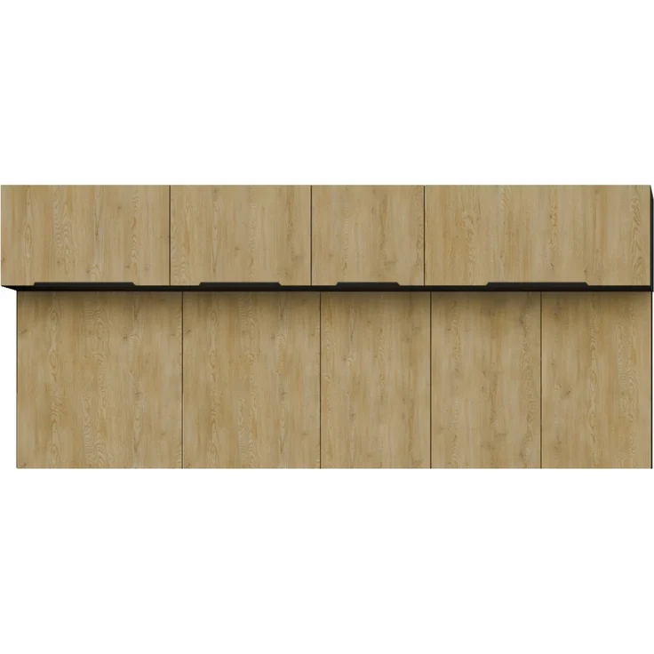 Aufsatzschrank Hochschrank 80 cm CREMONA Eiche hell + Weiß matt Küchenzeile Küchenblock Küche – Bild 3