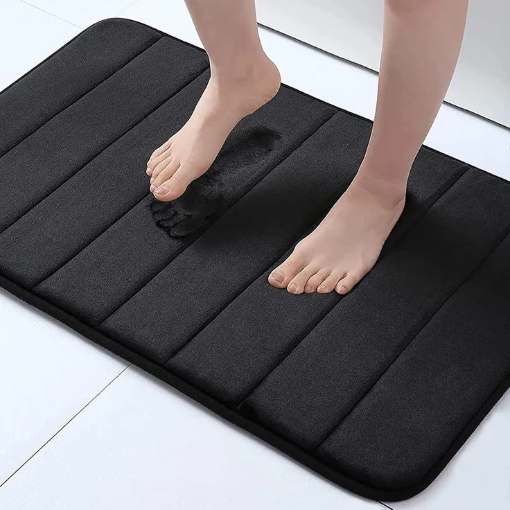 Homaxy Memory Foam Badezimmer Badteppich Saugfähige Rutschfester Badvorleger Waschbar Badematte - 51x76 cm, Schwarz – Bild 1