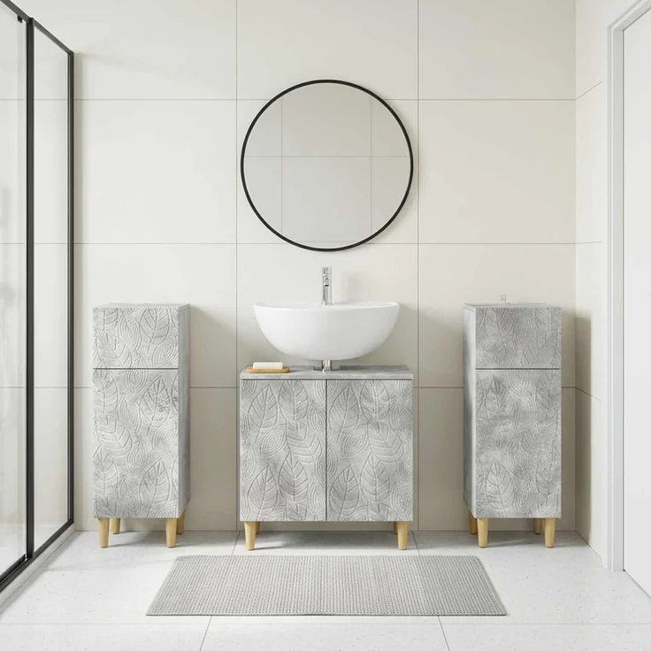 vidaXL 3-teiliges Badezimmer-Schranksystem DELFT 3 stk. Betongrau 3418029 – Bild 1