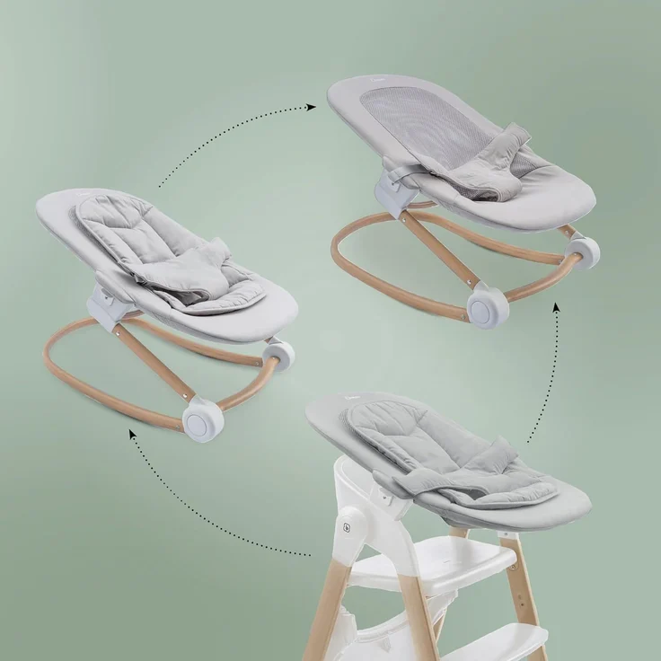 BabyGO Levels Hochstuhl-Set Kinderhochstuhl weiß mit Bouncer – Bild 6