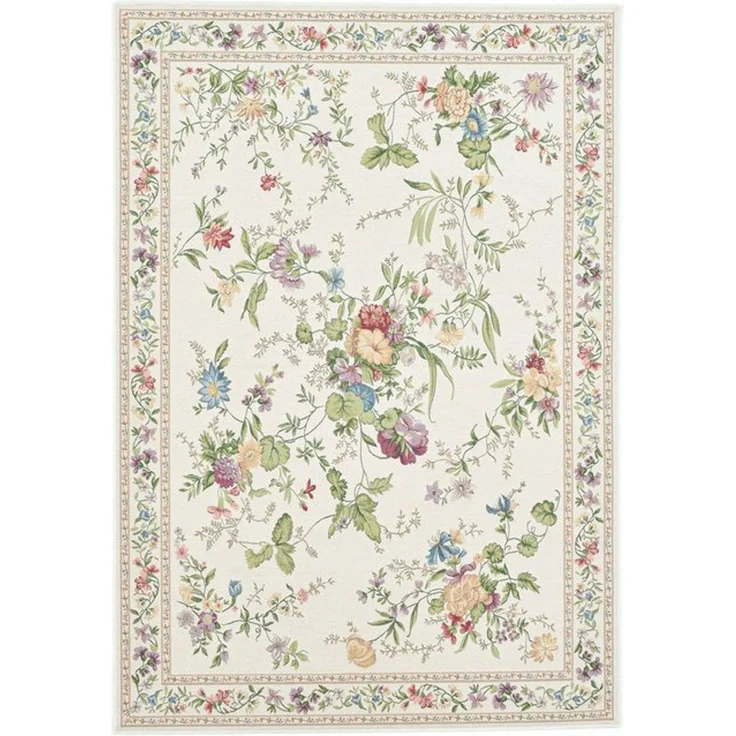 THEKO Teppich Flomi Sagrini, rechteckig, Höhe: 4 mm, Flachgewebe, Pastell-Farben, Blumen Design, mit Bordüre – Bild 4