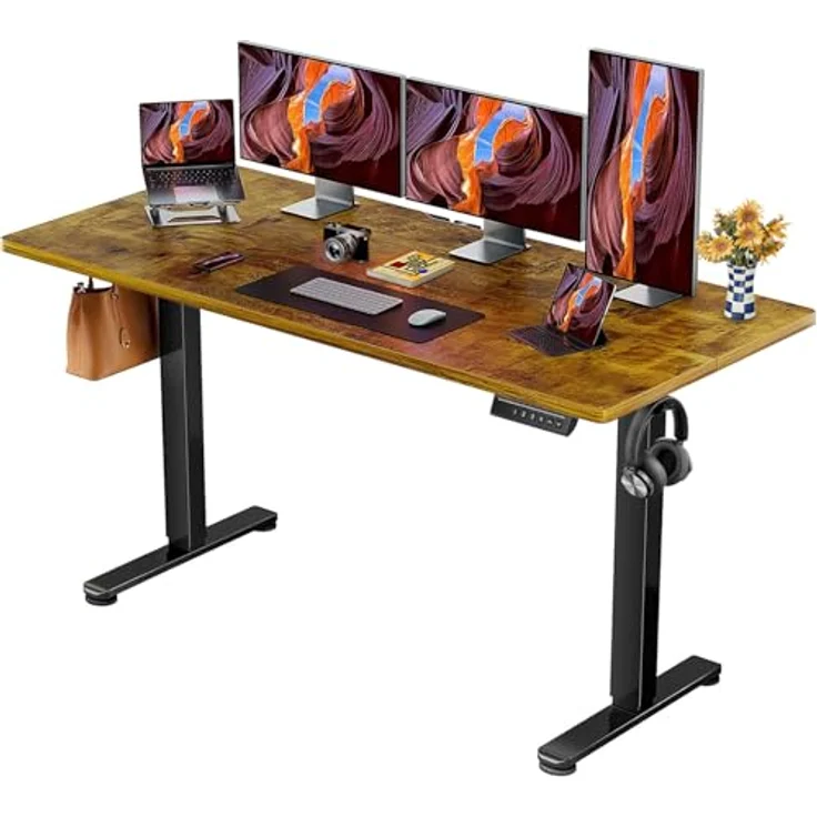 ErGear Elektrisch Höhenverstellbarer Schreibtisch 160 x 80 cm, Schreibtisch Höhenverstellbar mit 4-Gedächtnis-Smart-Pult für Home-Office mit Verbindungsplatte – Bild 1