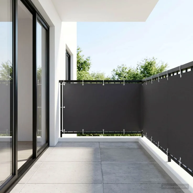 vidaXL Balkon-Sichtschutz 1,2 x 25 m Stoff mit PU-Beschichtung Schwarz 42036771 – Bild 3