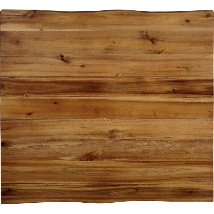 Bistrotisch Baumkante massiv 80 x 80 cm Akazie honigfarben Säulengestell schwarz IRIS 169367680 – Bild 4