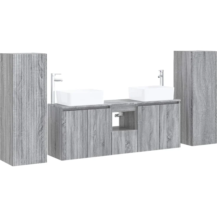 vidaXL Badezimmerschrank-Set 5 stk. Grau Sonoma 136 x 35 x 80 cm 3405999 – Bild 2