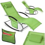 SoBuy OGS28-GR Swingliege Schaukelliege Sonnenliege Liegestuhl Relaxliege Gartenliege mit Tasche Gewebe in grün 150 kg Belastung
