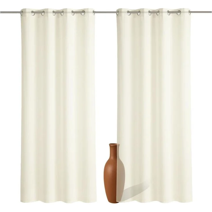 2er Set Ösenvorhang Voile 245 cm creme transparent - Farbe: Creme – Bild 1