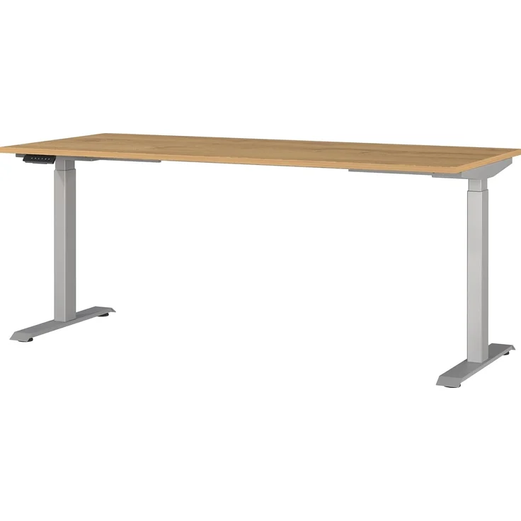 Germania Schreibtisch 7909-638, in Grandson-Eiche-Nb./Silber, EL. höhenverstellb, 180 x 120 x 80 cm (BxHxT) – Bild 1