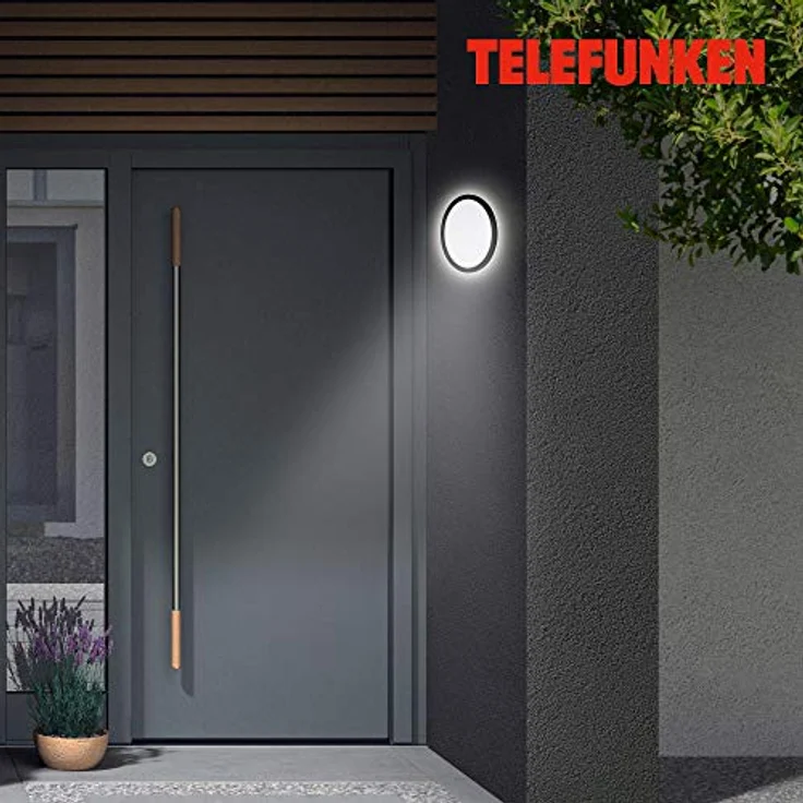 TELEFUNKEN LED Außenwandleuchte, 1-flammig mit Backlight Effekt, 15 Watt, 2.000 Lumen, 4.000 Kelvin, IP44, Rund, Weiß/Schwarz, Ø 28cm – Bild 5