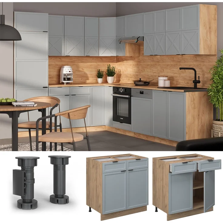Küchenunterschrank Fame-Line Hellblau-grau 80 cm ohne Arbeitsplatte Vicco – Bild 2