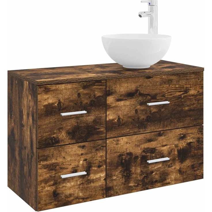 vidaXL Badezimmerschrank-Set 2 stk. Geräucherte Eiche 3403948 – Bild 2