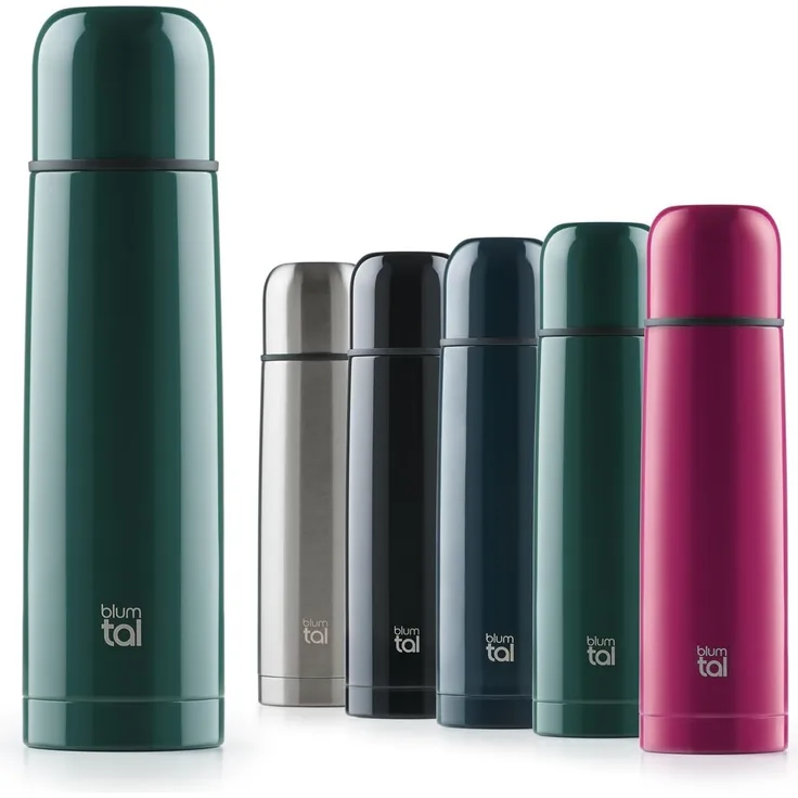 Blumtal® Thermosflasche 350 ml - BPA-freie Thermoskanne für warm&kalt - auslaufsichere Isolierflasche 350ml aus Edelstahl rostfrei - Thermoskanne mit Becher/Thermoskanne Tee - Dark Ocean Blue