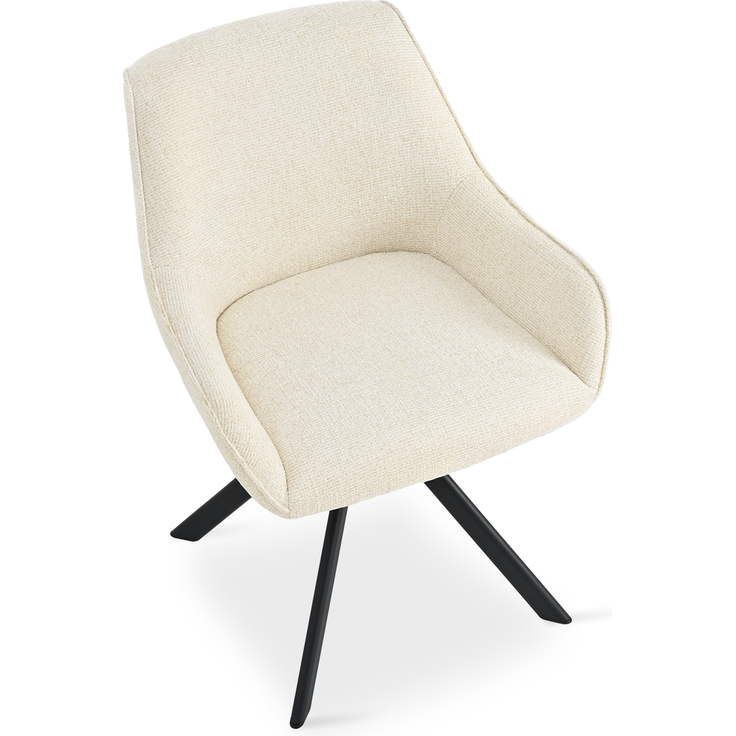 GOEURVANT 1178 Esszimmerstühle 4er-Set mit Armlehnen, 360° Drehbar, Chenille - Creme – Bild 2