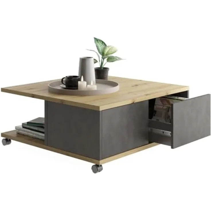 Couchtisch 'TWIN 1', Eiche/Schwarz