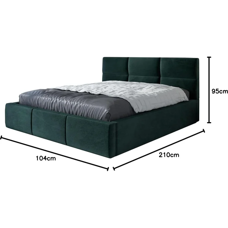 Polsterbett EMILI 90x200 mit Matratze, Bettkasten und Lattenrost. Farbe: Dunkelgrun 10 – Bild 2