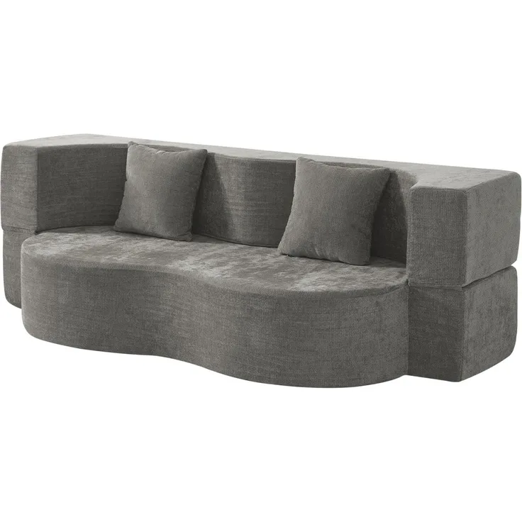 Aoxun Faltbares 3-Sitzer Gästebett & Schlafsofa, 200 cm breites XXL Bett in Orange – Bequeme Klappcouch für Wohnzimmer, Schlafzimmer als Lounge oder Gästebett,Grau
