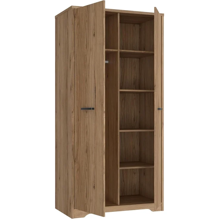 FORTE JOADAKIS Kleiderschrank 95, klassischer Drehtürenschrank mit 2 Türen und Einlegeböden, Holzwerkstoff, Catania Eiche Dekor, 94,5 cm breit, 192,4 cm hoch, 52,7 cm tief – Bild 6