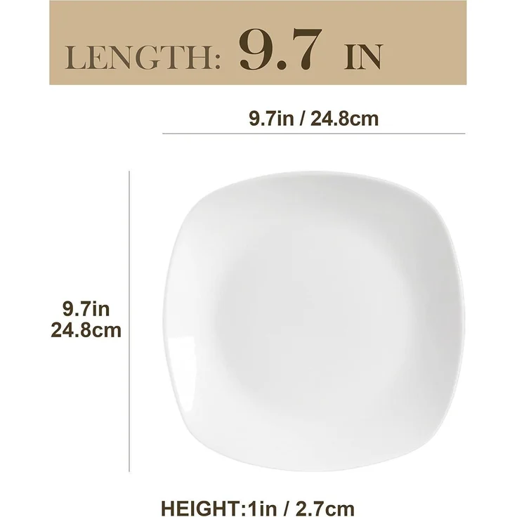 Porzellan Tellerset MALACASA Serie Elisa 6 TLG. Speiseteller Flach 24,8cm 6 – Bild 2