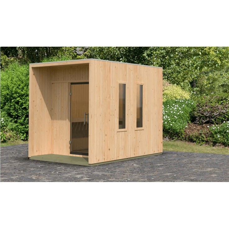 Karibu Saunahaus Laguna ohne Ofen in zwei Farben erhältlich naturbelassen