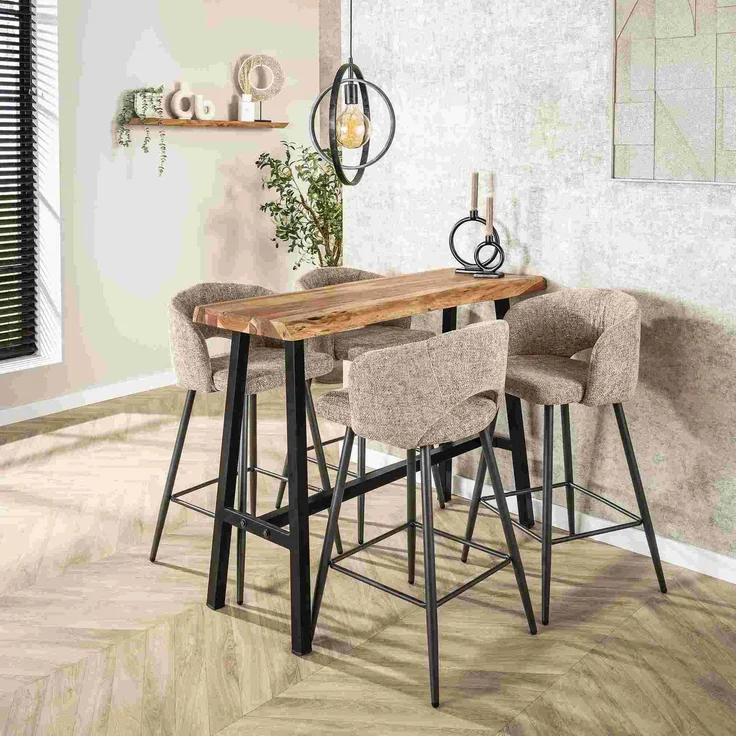 Barhocker 2er-Set Boulse, Webstoff mit Armlehne, modern, Sand, gepolstert und bequem – Bild 5